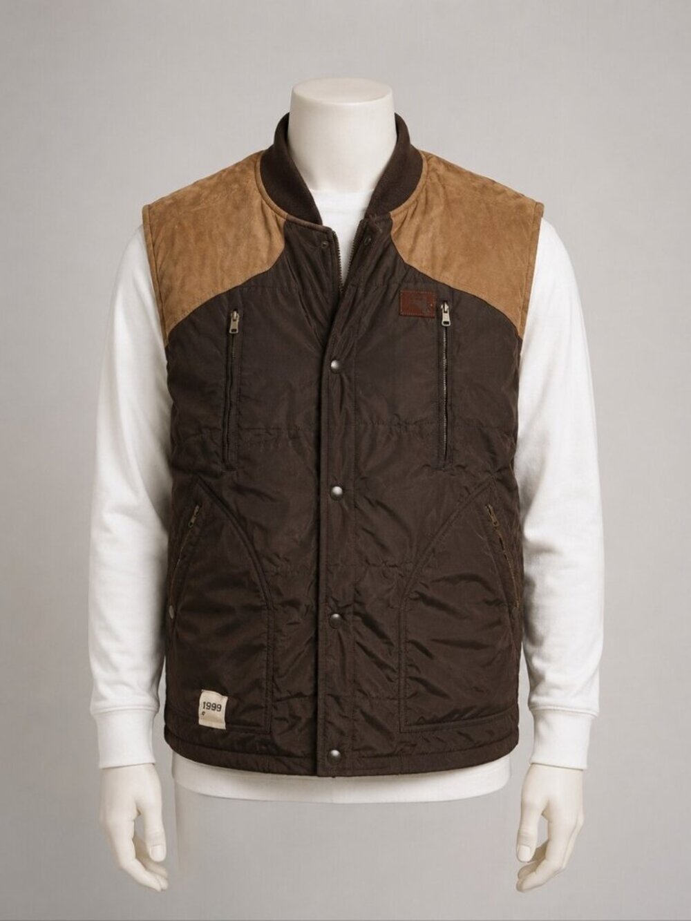 Vintage Y2K Rocawear Brown Quilted Suede Panel Hip Hop Vest Men’s 2XL